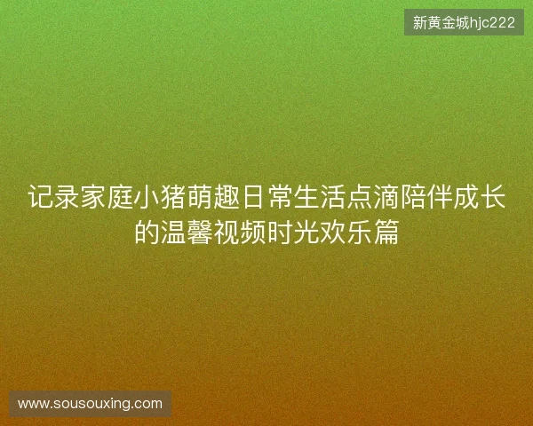 记录家庭小猪萌趣日常生活点滴陪伴成长的温馨视频时光欢乐篇